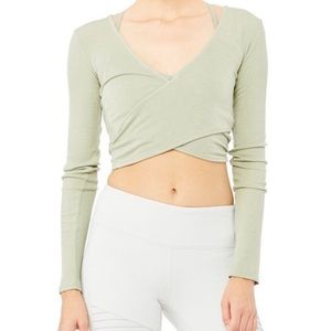 Alo yoga Amelia top seafoam green long sleeve